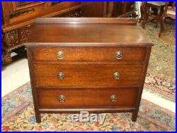 English Oak Arts & Crafts Small 3 Drawer Chest Of Drawer Bedroom Furniture