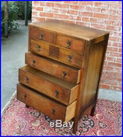 English Oak Arts & Crafts Small 6 Drawer Chest Bedroom Furniture
