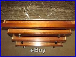 Ethan Allen Townhouse Burlwood Marble Top Dresser, 4 Drawer Low Chest, 30-5201