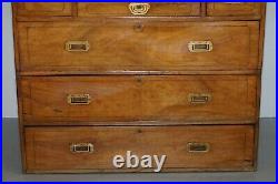 Exceptionally Rare Circa 1860 Walnut Military Officers Campaign Chest Of Drawers