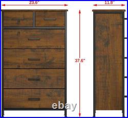 Fabric Dresser Chest 6 Drawers Furniture Bedroom Storage Organizer Wood Frame