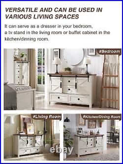 Farmhouse Dresser for Bedroom With4 Drawers & Sliding Barn Doors, 48'' Wide Chest