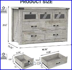 Farmhouse Dresser for Bedroom Wood, 7 Storage Drawers, Chest of Drawers