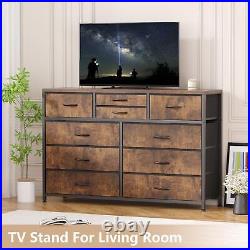 For 55'' TV Stand Dresser for Bedroom Chest of Drawers Wood Top Storage Cabinet