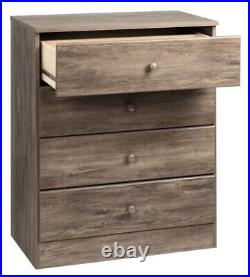 Four Drawer Chest Solid Wood Knobs Smooth Runing Drawer Glides Drifted Gray New