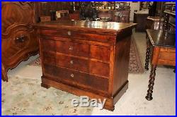 French Antique Walnut Sideboard Cabinet / 3 Drawer Chest Dining Room Furniture