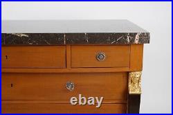 French Empire-Style Marble-Top Commode With Ebonized Columns