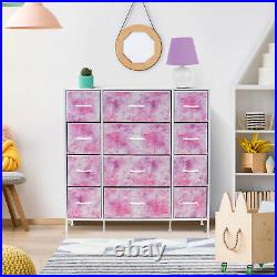 Furniture Dresser with 12 Drawers- Kids Bedroom Storage Chest Tower Tie-Dye Colors