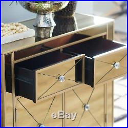 Gold Mirrored Glass Console Buffet Table Accent Cabinet Storage Drawer Chest NEW