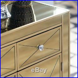 Gold Mirrored Glass Console Buffet Table Accent Cabinet Storage Drawer Chest NEW