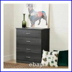 Gray Oak 4 Drawer Dresser Chest Drawers Storage Bedroom Furniture Wooden Classic