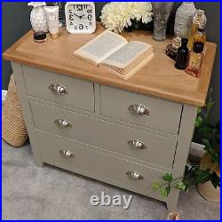 Grey Chest of Drawers Painted Oak / 4 Drawer 2 Over 2 Chest Solid Wood Grateley