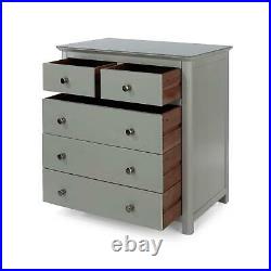 Grey Painted 2+3 Chest of Drawers Unit Solid Wood Storage Bedroom Furniture