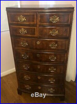HENREDON Aston Court English Style Bowfront Tall Chest Drawers Scarce