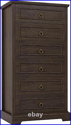 HOSTACK 6 Drawer Dresser, 52 Tall Chest of Drawers, Modern Farmhouse Storage Dr