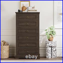 HOSTACK 6 Drawer Dresser, 52 Tall Chest of Drawers, Modern Farmhouse Storage Dr