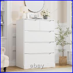HOSTACK Modern 5 Drawer Dresser for Bedroom, Chest of Drawers with Storage, Wood