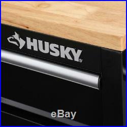 HUSKY Tool Chest Work Bench 62 In. 14 Drawer with Wood Top Black