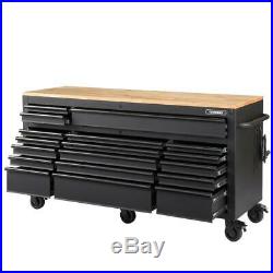 HUSKY Tool Chest Work Bench 72 In. 18 Drawer Mobile Adjustable Height Wood Top