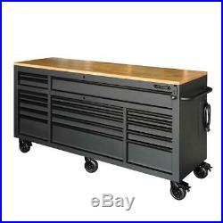 HUSKY Tool Chest Work Bench 72 In. 18 Drawer Mobile Adjustable Height Wood Top
