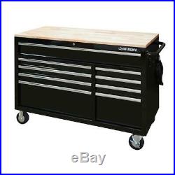 HUSKY Tool Chest Work Bench Solid Wood Top 52 In. X 24.5 9 Drawer Mobile Portable