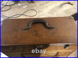 H. Gerstner & Sons Antique Oak Wood Machinist 7 Drawer Tool Chest Box
