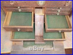 H Gerstner & Sons Wood Machinist Tool Box Chest 11 Drawers Original Vintage +KEY