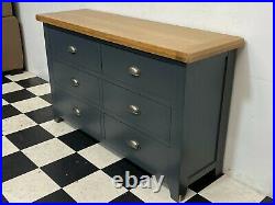 Hampshire blue painted oak topped 6 drawer chest of drawers sideboard Delivery