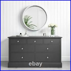 Harper Grey Solid Wood 4+3 Wide Chest of Drawers