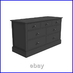 Harper Grey Solid Wood 4+3 Wide Chest of Drawers