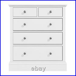 Harper White Chest of Drawers Solid Wood 2+3 Drawers