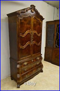 Henredon Fruitwood Bombe French Style Armoire Chest of Drawers Linen Press