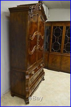 Henredon Fruitwood Bombe French Style Armoire Chest of Drawers Linen Press