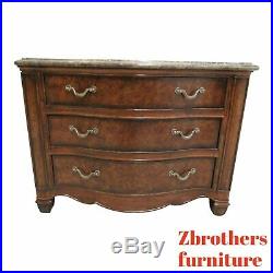 Henredon Oversized Burl Wood Regency Marble Top Chest of Drawers Dresser A