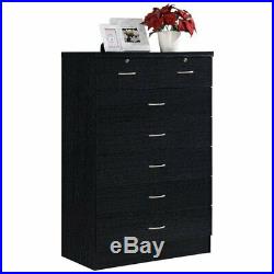Hodedah 7 Drawer Chest with Locks on 2 Top Drawers in Black