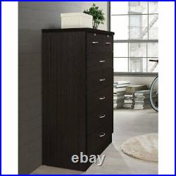 Hodedah 7 Drawer Chest with Locks on 2 Top Drawers in Chocolate