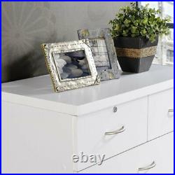 Hodedah 7 Drawer Chest with Locks on 2 Top Drawers in White