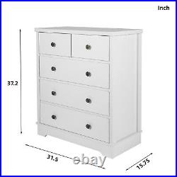 Homekare 5 Drawers Nightstand Chest Dresser Organizer Storage Bedroom Cabinet