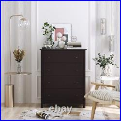Homfa 4-Drawer Dresser Wide Chest of Drawers Nightstand for Bedroom, Brown