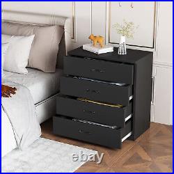 Hommpa Chest of Drawers with 4 Drawers Dresser Nightstand Storage Cabinet Black