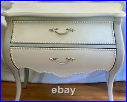 Hooker Furniture 2 Drawers Bombe Chest in Gray and Cream with Decorative Studs
