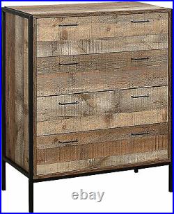 House Additions 4 Drawer Chest Wood Rustic Industrial Brown Black 84 x 100 cm