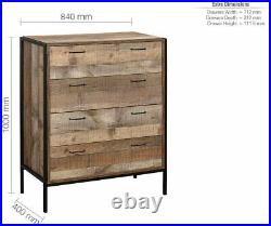 House Additions 4 Drawer Chest Wood Rustic Industrial Brown Black 84 x 100 cm