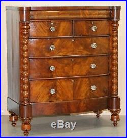 Huge Victorian Flamed Mahogany Scottish Chest Of Drawers Massive Storage Space