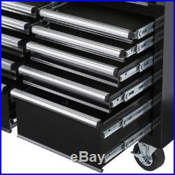 Husky 18-Drawer Mobile Workbench Tool Box Chest Parts Storage Wood Top Black New