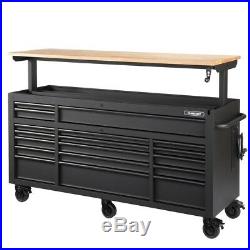 Husky Tool Chest Box 18-Drawer Mobile Workbench Cabinet Adjustable Wood Top New