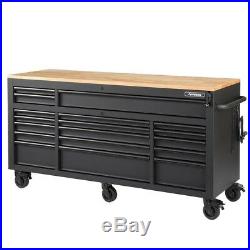 Husky Tool Chest Box 18-Drawer Mobile Workbench Cabinet Adjustable Wood Top New