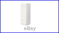 Ikea MALM Chest of 6 drawers White With Mirror Glass Bedroom Cabinet 40 x 123 cm