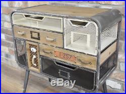Industrial Side Cabinet Vintage Storage Sideboard Rustic Metal Chest Drawer Unit