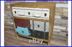 Industrial Wooden Storage Chest Drawers Sideboard Suitcase Styled Colourful